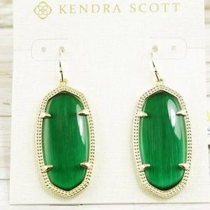 Kendra Scott Elle Earrings Emerald Cats Eye